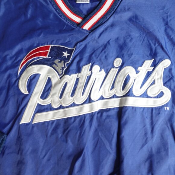 Vintage New England Patriots Jacket Large Blue Pullover Starter Pro Line - Picture 2 of 15